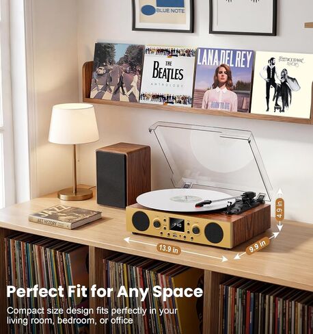 Vintage Walnut Bluetooth Record Player, 3-Speed Turntable in Saudi Arabia