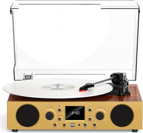 Vintage Walnut Bluetooth Record Player, 3-Speed Turntable in Saudi Arabia