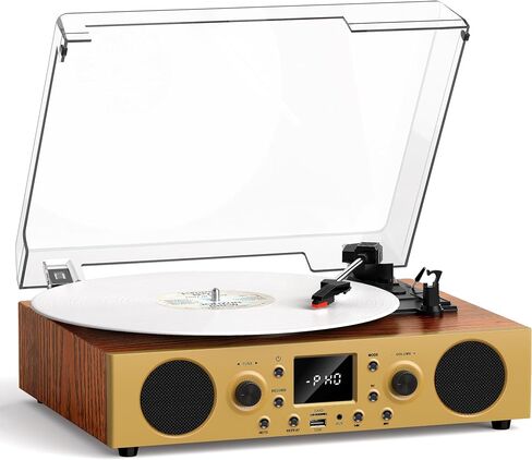 Vintage Walnut Bluetooth Record Player, 3-Speed Turntable in Saudi Arabia