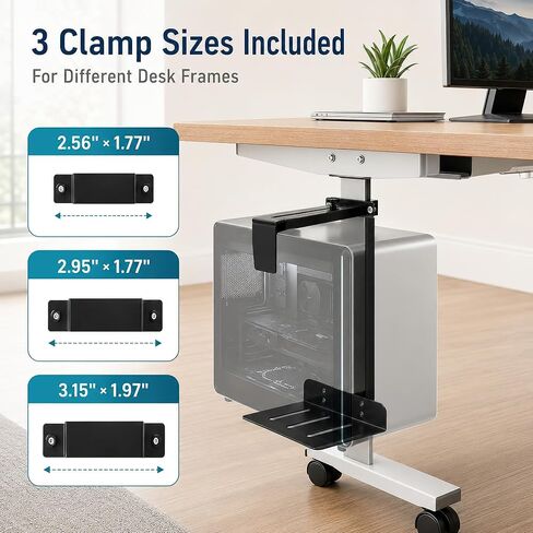 Under Desk PC Mount, PC Mount Stand Under Desk Fits 3 Desk Leg Sizes in Saudi Arabia