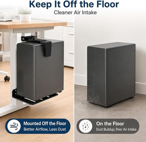 Under Desk PC Mount, PC Mount Stand Under Desk Fits 3 Desk Leg Sizes in Saudi Arabia