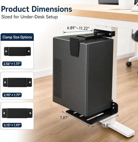 Under Desk PC Mount, PC Mount Stand Under Desk Fits 3 Desk Leg Sizes in Saudi Arabia