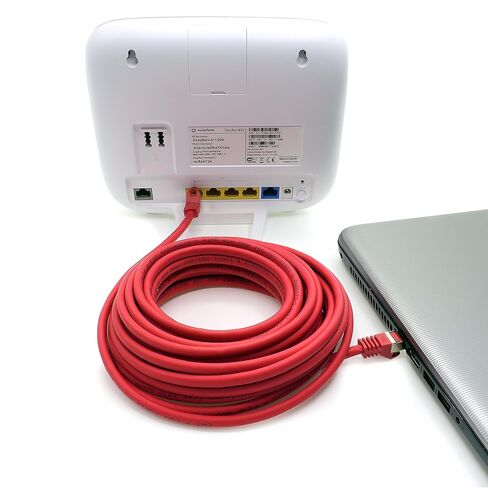 1aTTack.de Cat.7 Patch Cable Set S/FTP (PiMF) Ethernet LAN Network Cables 10 Gigabit/s High Speed 600 MHz with Locking Protection Halogen-Free (LSZH) red - 1 Piece 1 5m in Kuwait
