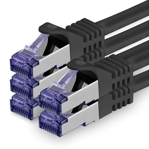 1aTTack.de Cat.7 LAN ethernet Cable 0,5m - Black - Cat7 LAN Network 10GBASE-T - 10000 Mbps (Sftp Pimf) Double Shielded patchcable RJ45 Plug Cat.6a in Kuwait
