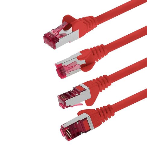 3m - CAT6a - Network cable red - 5 pieces CAT 6a S-FTP double shielded PIMF 500MHz halogen free patch cable compatible with CAT5 CAT6 CAT7 CAT8 10GBASE-T - 10000 Mbps for switch, router, modem in Kuwait