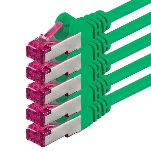 5m - CAT6a - Network cable green - 5 pieces CAT 6a S-FTP double shielded PIMF 500MHz halogen free patch cable compatible with CAT5 CAT6 CAT7 CAT8 10GBASE-T - 10000 Mbps for switch, router, modem in Kuwait