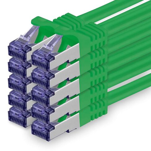 1aTTack.de Cat.7 LAN ethernet Cable 3m - Green - Cat7 LAN Network 10GBASE-T - 10000 Mbps (Sftp Pimf) Double Shielded patchcable RJ45 Plug Cat.6a in Kuwait