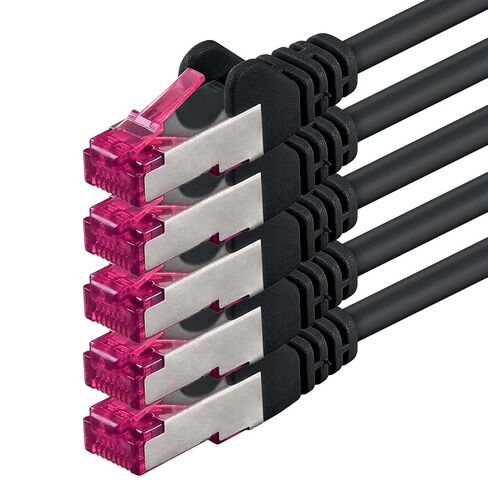 3m - CAT6a - Network cable black - 5 pieces CAT 6a S-FTP double shielded PIMF 500MHz halogen free patch cable compatible with CAT5 CAT6 CAT7 CAT8 10GBASE-T - 10000 Mbps for switch, router, modem in Kuwait