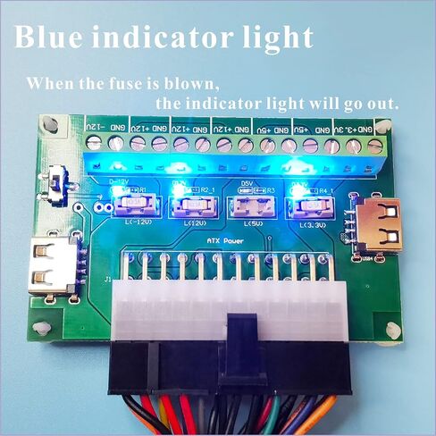 PSU ATX Breakout Board Benchtop 12V 5V 3.3V DIY Power Splitter with Fuses in Kuwait