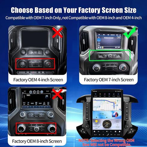 Upgrade AuCar 15.6 Inch Android 13 Car Radio for GMC Sierra Chevrolet Silverado 2015-2019 Head Unit (Only OEM 7" Screen) Wireless Carplay GPS Navigation Multimedia Player (Piano Black) in Kuwait
