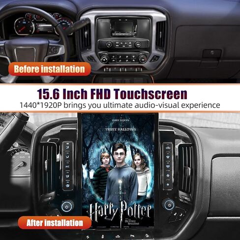 Upgrade AuCar 15.6 Inch Android 13 Car Radio for GMC Sierra Chevrolet Silverado 2015-2019 Head Unit (Only OEM 7" Screen) Wireless Carplay GPS Navigation Multimedia Player (Piano Black) in Kuwait