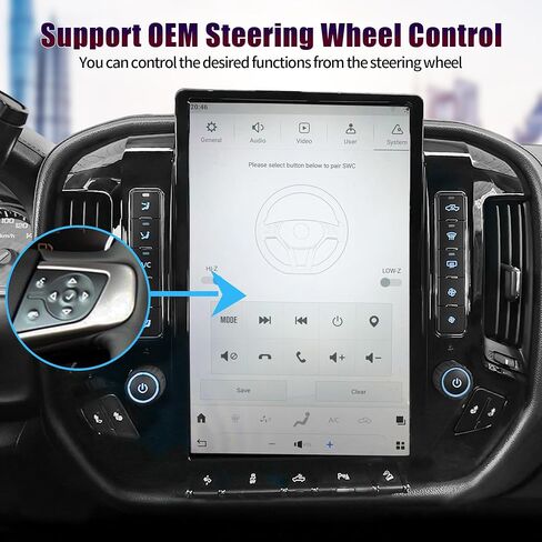 Upgrade AuCar 15.6 Inch Android 13 Car Radio for GMC Sierra Chevrolet Silverado 2015-2019 Head Unit (Only OEM 7" Screen) Wireless Carplay GPS Navigation Multimedia Player (Piano Black) in Kuwait