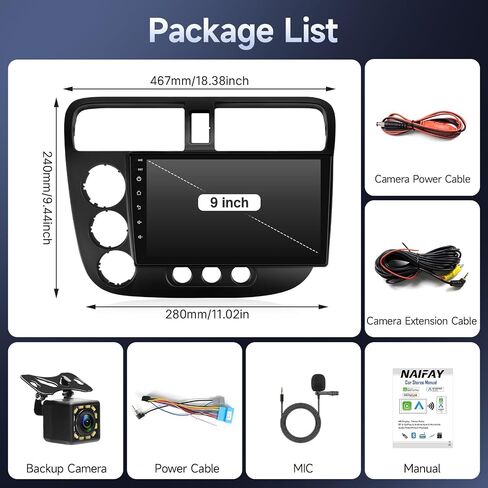 Naifay Double Din Linux Radio for Honda Civic 2001 2002 2003 2004 2005 in Kuwait