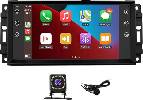 2+32G Car Stereo with CarPlay Android Auto Fit for Jeep Wrangler 2007-2017, 7inch car Radio for Dodge Ram 2009-2012 Chrysler 300 2005-2010 with Bluetooth Backup Camera in Kuwait