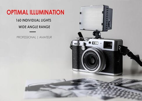 100W Rechargeable LED Video Light Compatible with Canon EOS 5D Mark II – 160 LED Panel, Dimmable 5600K–3200K, 900 Lux, Battery & Rapid Charger Included – Lightweight On-Camera Lighting Kit in Kuwait