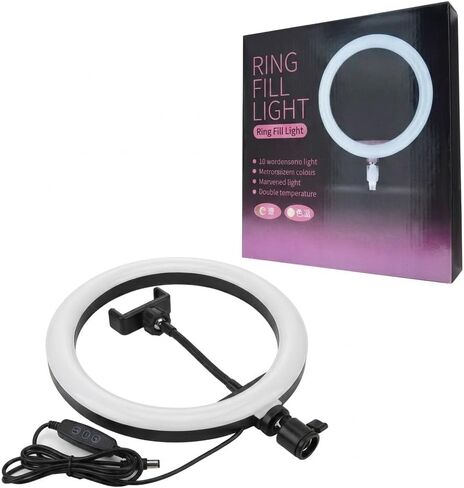 10" LED Ring Light for Studio with Universal Phone Holder and Adjustable Tripod – Professional Dimmable Lighting with 3 Color Modes and 10 Brightness Levels for Streaming, Makeup, and Photography in Kuwait