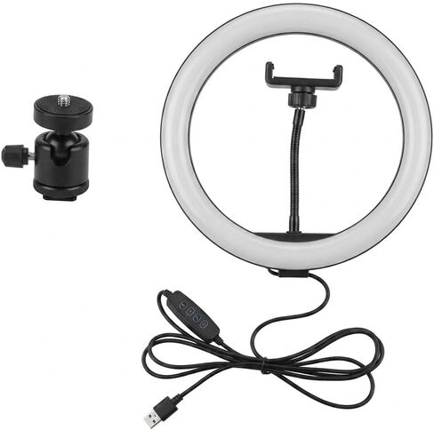 10" LED Ring Light for Studio with Universal Phone Holder and Adjustable Tripod – Professional Dimmable Lighting with 3 Color Modes and 10 Brightness Levels for Streaming, Makeup, and Photography in Kuwait