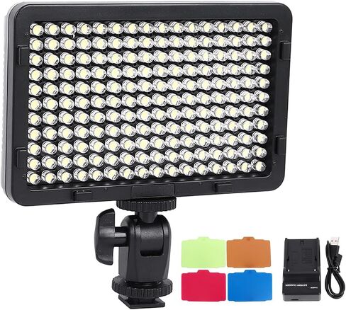 Diyeeni LED Video Light for Camera, 176 LED Photography Lighting Fill Lamp Portable Dimmable Video Light with Battery, Mini Rechargeable OnCamera Photo Panel for DSLR Camcorder Vlog in Kuwait