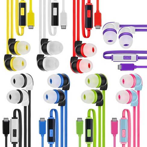 30-Pack USB C Wired Earbuds with Mic, Type C In-Ear Headphones w/ Noise Cancelling & Volume Control, Compatible with iPhone 16/15 Pro, iPad Pro, Galaxy S23/S22/S21/S20, Note 10/20, Kindle Fire Max 11 in Kuwait