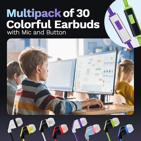 30-Pack USB C Wired Earbuds with Mic, Type C In-Ear Headphones w/ Noise Cancelling & Volume Control, Compatible with iPhone 16/15 Pro, iPad Pro, Galaxy S23/S22/S21/S20, Note 10/20, Kindle Fire Max 11 in Kuwait