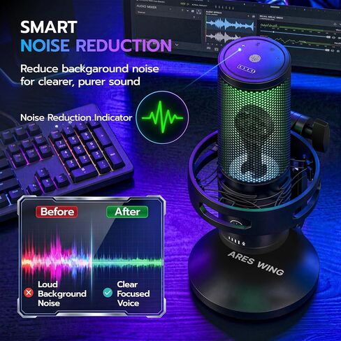 ARES WING USB Gaming Condenser Microphone with RGB Light, for Streaming in Kuwait