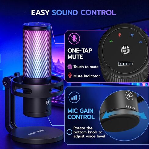 ARES WING USB Gaming Condenser Microphone with RGB Light, for Streaming in Kuwait
