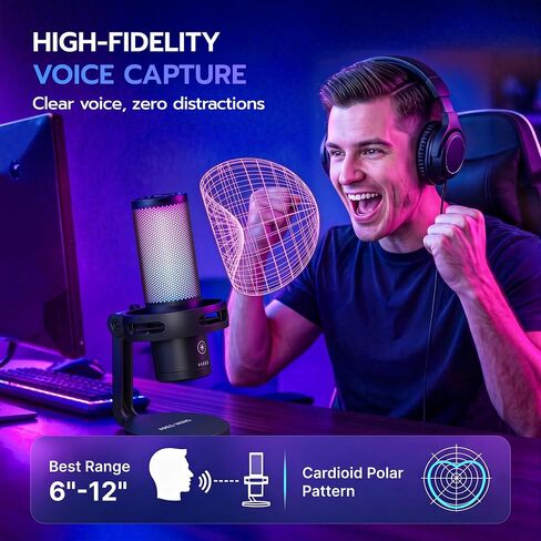 ARES WING USB Gaming Condenser Microphone with RGB Light, for Streaming in Kuwait