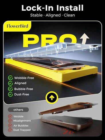 Carbon-Fiber Reinforced for iPhone 16 Pro Max Screen Protector 6.9 Inch, 13FT Drop-Tested 9H+ Tempered Glass with Integrated Shock-Absorbing Edge, Auto-Alignment Tray, HD Clear, Bubble-Free, 2 Pack in Kuwait