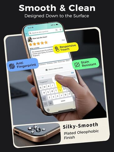 Carbon-Fiber Reinforced for iPhone 16 Pro Max Screen Protector 6.9 Inch, 13FT Drop-Tested 9H+ Tempered Glass with Integrated Shock-Absorbing Edge, Auto-Alignment Tray, HD Clear, Bubble-Free, 2 Pack in Kuwait