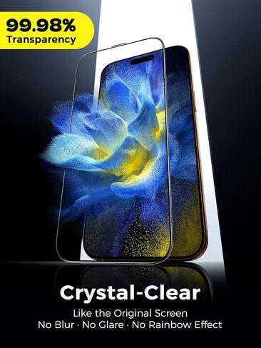 Carbon-Fiber Reinforced for iPhone 16 Pro Max Screen Protector 6.9 Inch, 13FT Drop-Tested 9H+ Tempered Glass with Integrated Shock-Absorbing Edge, Auto-Alignment Tray, HD Clear, Bubble-Free, 2 Pack in Kuwait