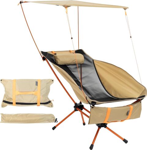 Portable Folding Camping Chair with Sunshade Canopy for Adults in Kuwait
