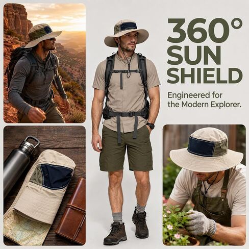 Unisex Waterproof Bucket Hat with Chin Strap UPF 50+ Two-Tone Quick Dry Safari Hat, Packable Sun Hat & Fishing Hats for Men Women Creamy White in Saudi Arabia