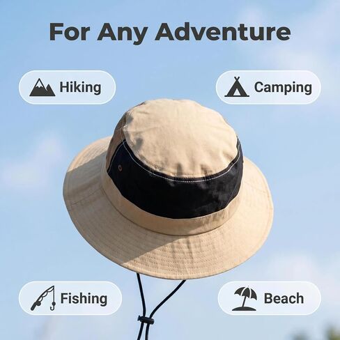 Unisex Waterproof Bucket Hat with Chin Strap UPF 50+ Two-Tone Quick Dry Safari Hat, Packable Sun Hat & Fishing Hats for Men Women Creamy White in Saudi Arabia
