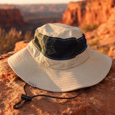 Unisex Waterproof Bucket Hat with Chin Strap UPF 50+ Two-Tone Quick Dry Safari Hat, Packable Sun Hat & Fishing Hats for Men Women Creamy White in Saudi Arabia