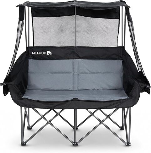 Abahub 2-Person Folding Camping Chair Loveseat Couch with Shade Canopy in Kuwait