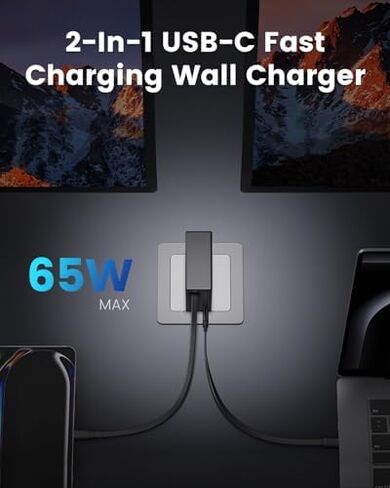 Gitryin 4 65W Type-C Retractable Wall Chargers and 1 Power Strip, 12-in-1 Modular Charging Station in Kuwait