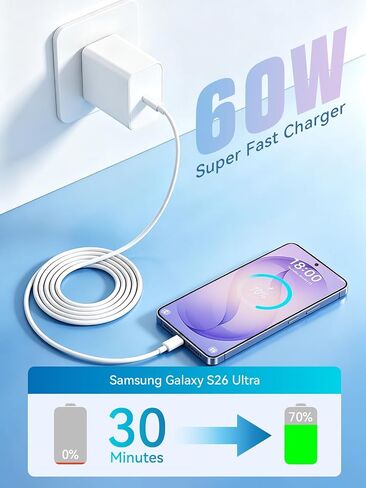 60W for Samsung Charger, Super USB C Fast Android Phone Charger 2Pack Cords in Kuwait