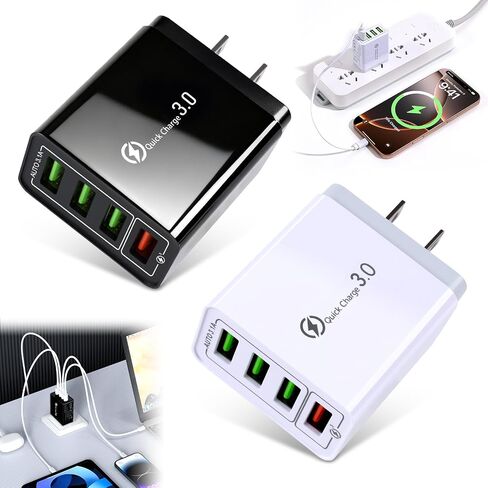 Magvolt Pro Phone Charger,Magvolt Chargers,4-Port Chargers,Multi-Protection System,Travel Fast Charging for Smart Phones,Tablets,Devices with Multiple Ports,Wall Charge for Travel & Home(Black+White) in Kuwait