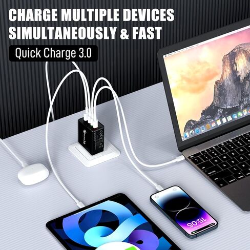 Magvolt Pro Phone Charger,Magvolt Chargers,4-Port Chargers,Multi-Protection System,Travel Fast Charging for Smart Phones,Tablets,Devices with Multiple Ports,Wall Charge for Travel & Home(Black+White) in Kuwait
