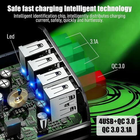 Magvolt Pro Phone Charger,Magvolt Chargers,4-Port Chargers,Multi-Protection System,Travel Fast Charging for Smart Phones,Tablets,Devices with Multiple Ports,Wall Charge for Travel & Home(Black+White) in Kuwait
