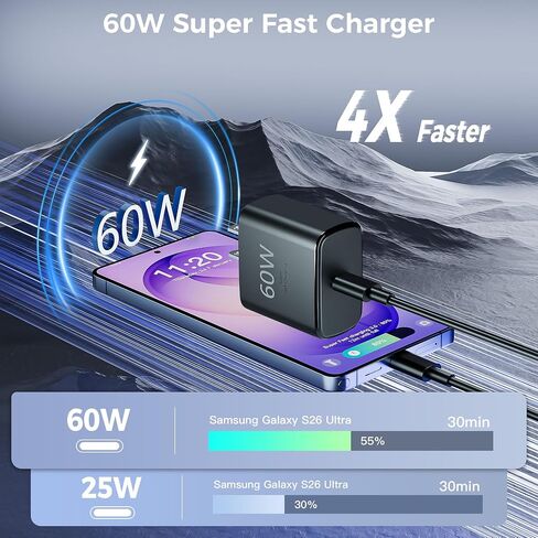 60W Samsung Charger, 2Pack Super Fast Type C Android Phone Charger USBC 6FT in Kuwait