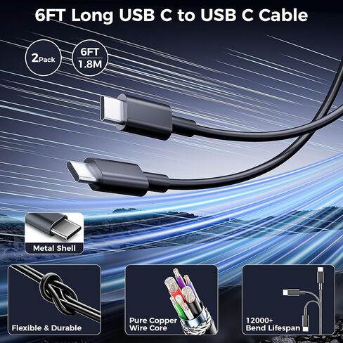 60W Samsung Charger, 2Pack Super Fast Type C Android Phone Charger USBC 6FT in Kuwait