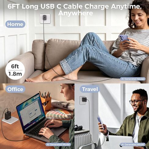 60W Samsung Charger, 2Pack Super Fast Type C Android Phone Charger USBC 6FT in Kuwait