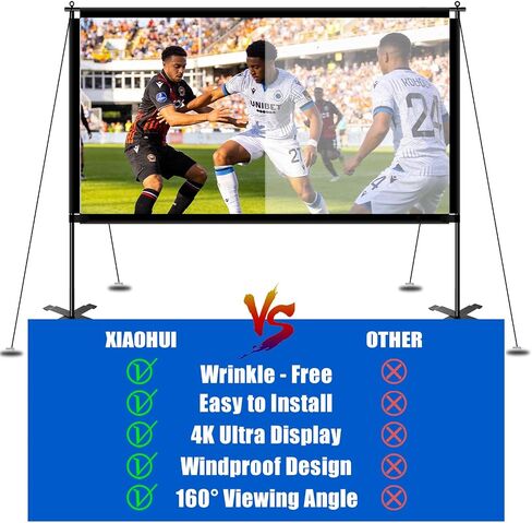 120 inch Outdoor Projector Screen with Stand, Portable Projector Screen with Carry Bag, 4K Anti Light Glare Movie Projection Screen for World Cup Indoor Room Home Theate in Saudi Arabia