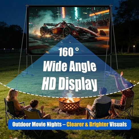 120 inch Outdoor Projector Screen with Stand, Portable Projector Screen with Carry Bag, 4K Anti Light Glare Movie Projection Screen for World Cup Indoor Room Home Theate in Saudi Arabia