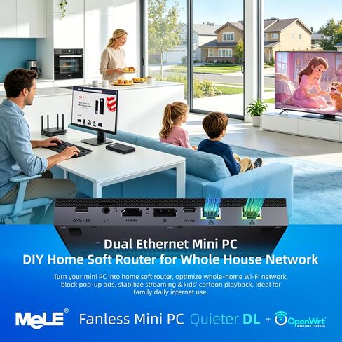 MeLE QuieterDL Dual LAN Fanless Mini PC, N150 16GB 512GB Mini Computers in Kuwait