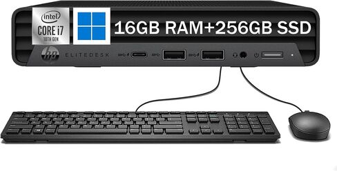 HP EliteDesk 800 G6 Mini PC Desktop Computer, Intel Core i7-10700T Renewed in Kuwait