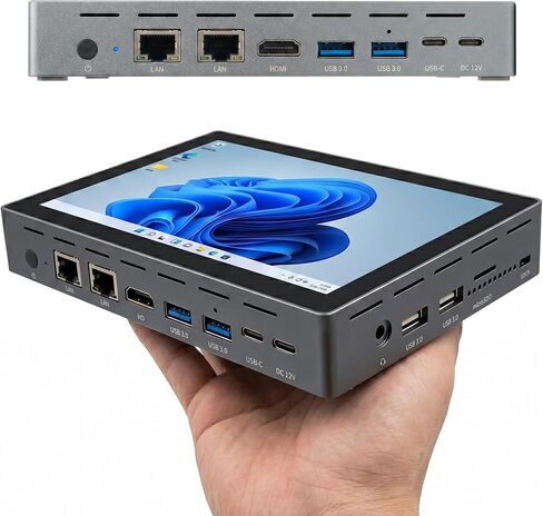 HIGOLEPC Mini PC 12th Gen N95 8GB RAM 128GB ROM, 4G Mini PC with Screen Dual 2.5GbE LAN Full-Functional USB-C Desktop Computer with Battery, WiFi 5 BT 5.0 4K Display HDMI (N95-8+128GB-4G) in Kuwait