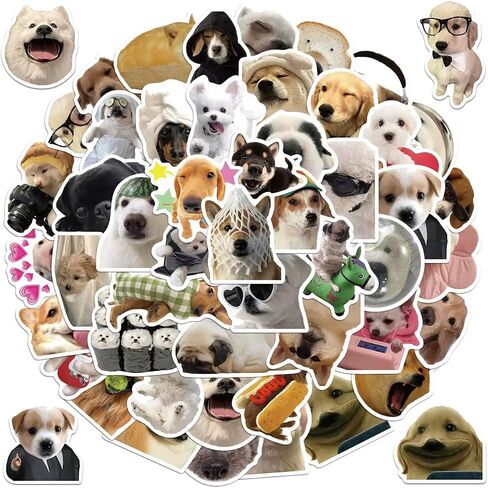 Funny Dog Meme Stickers, 50Pcs Cute Dog Puppy Decals Waterproof Vinyl Pet Sticker Pack for Laptop Water Bottle Luggage Skateboard Bumper Car, Party Supplies Decor (Cartoon Dog A) in Saudi Arabia