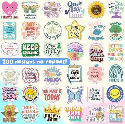200PCS Mental Health Stickers, Positive Affirmation Vinyl Decals in Saudi Arabia